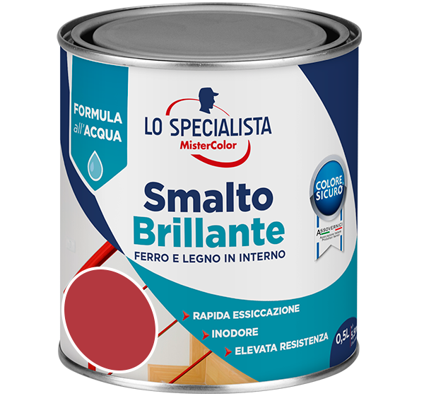 smalto brillante all'acqua rosso